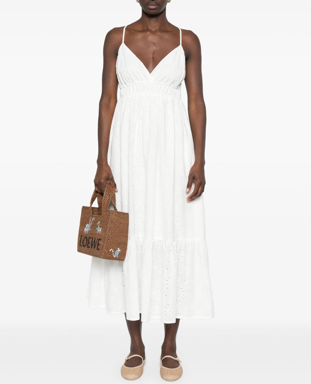 Polo Ralph Lauren Broderie Anglaise Midi Dress White Eyelet Embroidered NEW 16